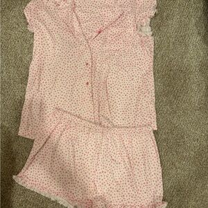 Laura Ashley Pink Heart Print Pajama Set